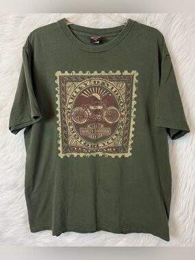 Vintage Harley Davidson Army Green Mountain Creek Georgia Crewneck Shirt Cotton